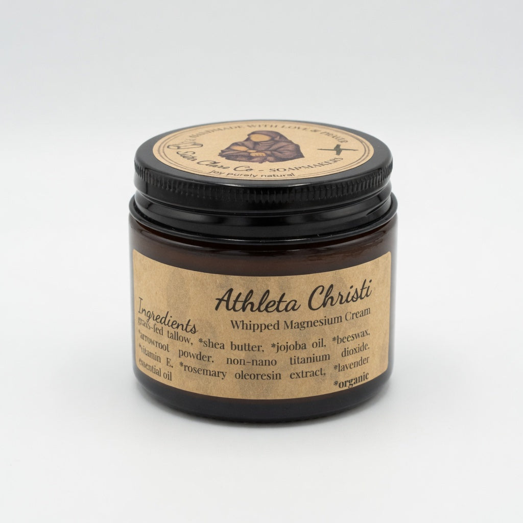 Athleta Christi whipped magnesium cream jar on a white background